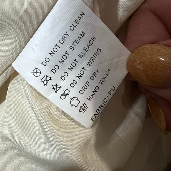 Bollrllr Women Floral Print Embroidered Faux Leather Jacket Lapel Collar Size L - Picture 7 of 9